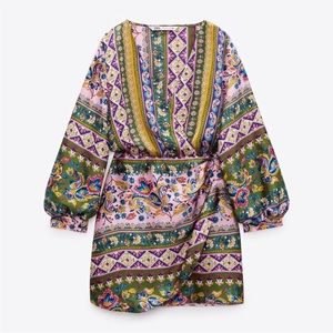 Zara satin effect dress retro